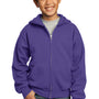 Port & Company Youth Core Pill Resistant Fleece Full Zip Hooded Sweatshirt Hoodie - Purple