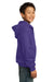 Port & Company PC90YZH Youth Core Fleece Full Zip Hooded Sweatshirt Hoodie Purple Side