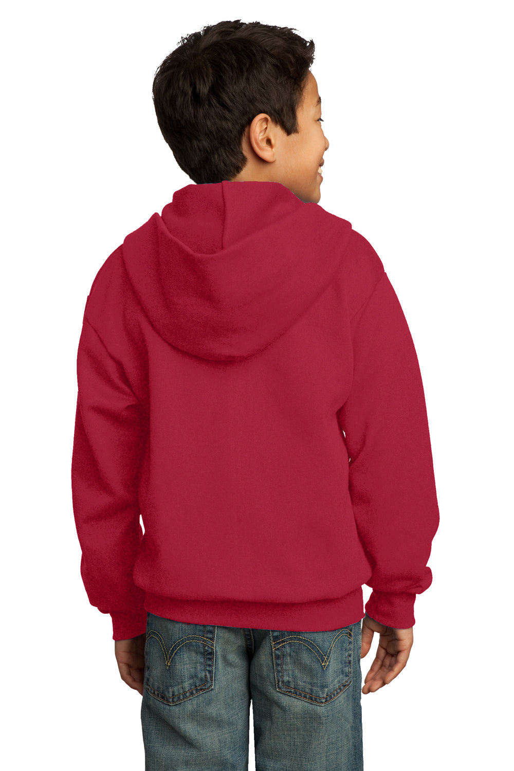 Port & Company PC90YZH Youth Core Fleece Full Zip Hooded Sweatshirt Hoodie Red Back