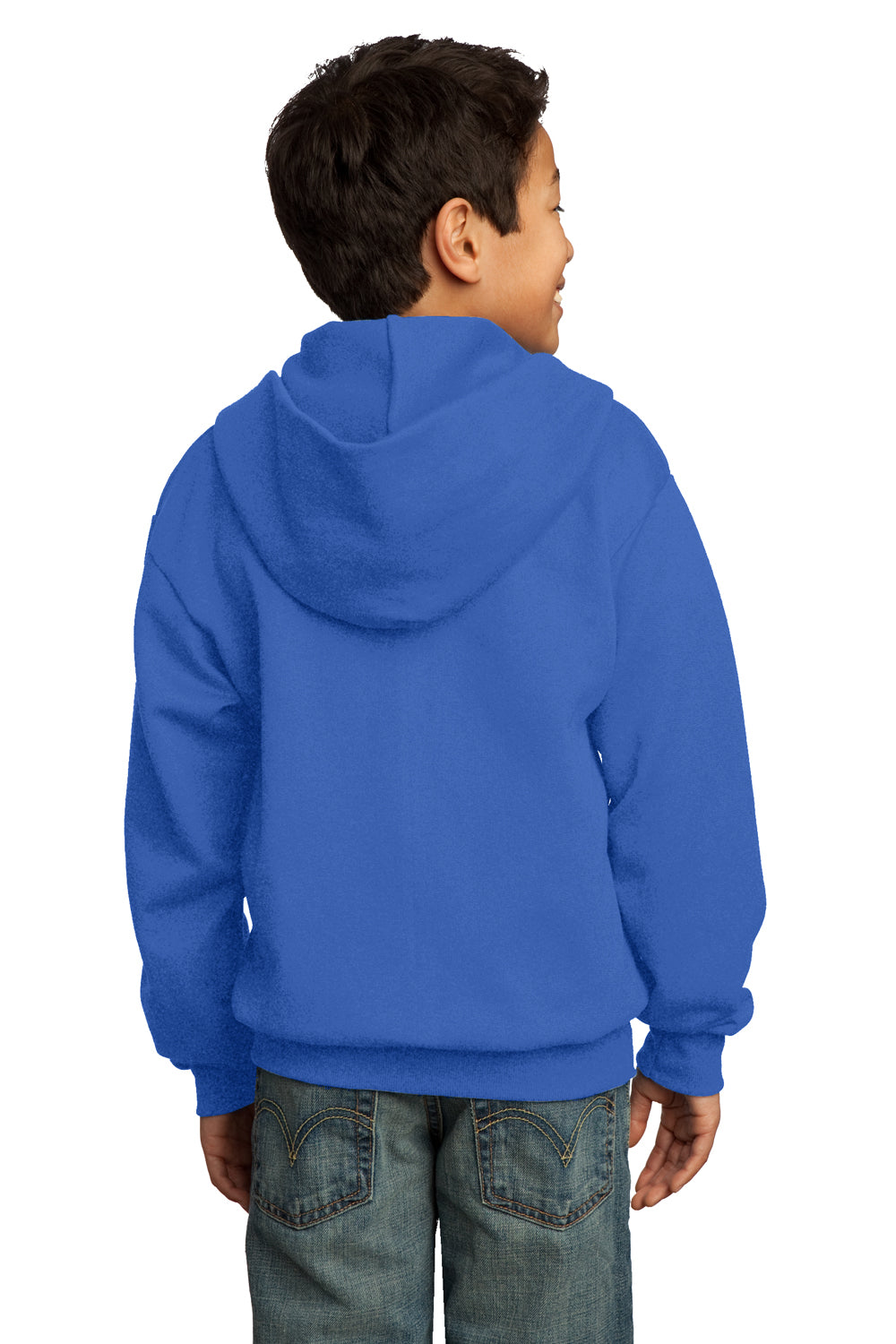Port & Company PC90YZH Youth Core Fleece Full Zip Hooded Sweatshirt Hoodie Royal Blue Back