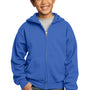 Port & Company Youth Core Pill Resistant Fleece Full Zip Hooded Sweatshirt Hoodie - Royal Blue