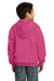 Port & Company PC90YZH Youth Core Fleece Full Zip Hooded Sweatshirt Hoodie Sangria Pink Back
