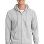 Port & Company Mens Essential Pill Resistant Fleece Full Zip Hooded Sweatshirt Hoodie - Ash Grey
