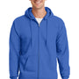 Port & Company Mens Essential Pill Resistant Fleece Full Zip Hooded Sweatshirt Hoodie - Royal Blue
