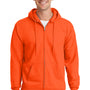 Port & Company Mens Essential Pill Resistant Fleece Full Zip Hooded Sweatshirt Hoodie - Safety Orange