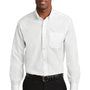 Red House Mens Pinpoint Oxford Wrinkle Resistant Long Sleeve Button Down Shirt w/ Pocket - White - Closeout