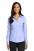 Red House RH250 Womens Pinpoint Oxford Wrinkle Resistant Long Sleeve Button Down Shirt Blue Front