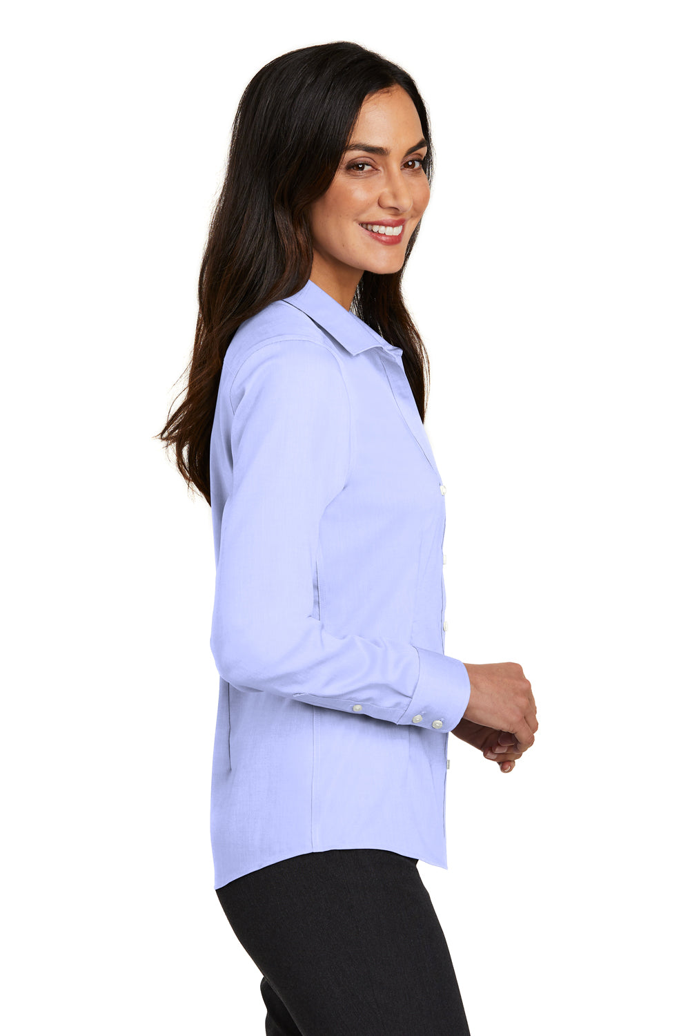 Red House RH250 Womens Pinpoint Oxford Wrinkle Resistant Long Sleeve Button Down Shirt Blue Side