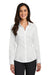 Red House RH250 Womens Pinpoint Oxford Wrinkle Resistant Long Sleeve Button Down Shirt White Front