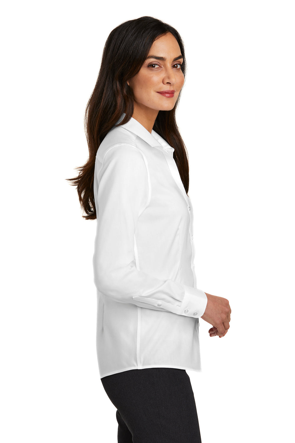 Red House RH250 Womens Pinpoint Oxford Wrinkle Resistant Long Sleeve Button Down Shirt White Side