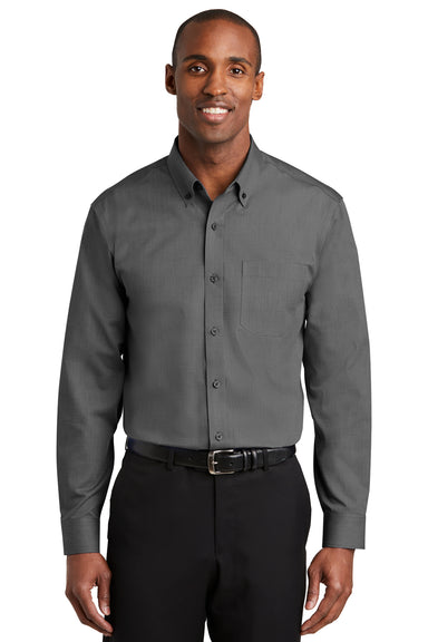 Red House RH370 Mens Nailhead Wrinkle Resistant Long Sleeve Button Down Shirt w/ Pocket Black Front
