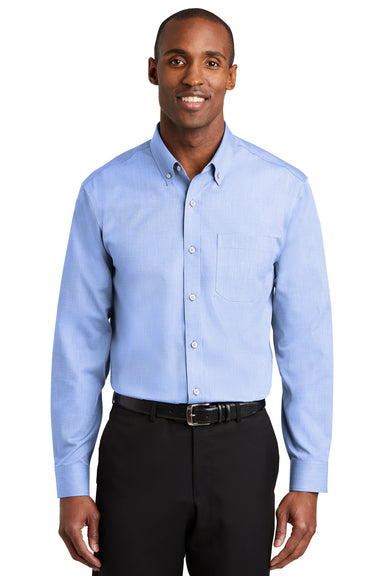 Red House RH370 Mens Nailhead Wrinkle Resistant Long Sleeve Button Down Shirt w/ Pocket Pearl Blue Front