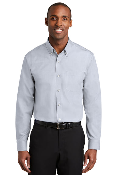 Red House RH370 Mens Nailhead Wrinkle Resistant Long Sleeve Button Down Shirt w/ Pocket Ice Grey Front