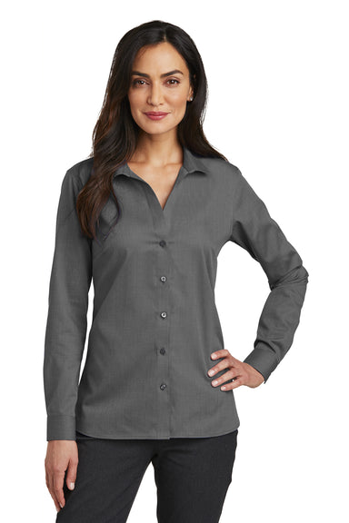 Red House RH470 Womens Nailhead Wrinkle Resistant Long Sleeve Button Down Shirt Black Front