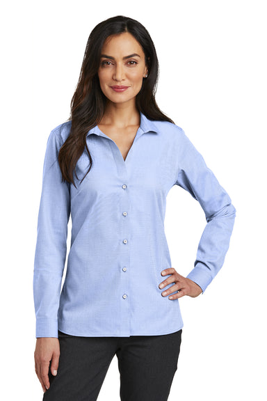 Red House RH470 Womens Nailhead Wrinkle Resistant Long Sleeve Button Down Shirt Pearl Blue Front