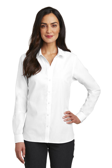 Red House RH470 Womens Nailhead Wrinkle Resistant Long Sleeve Button Down Shirt White Front