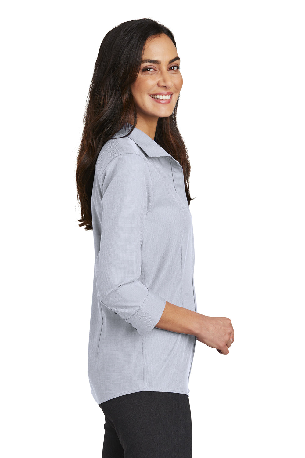 Red House RH690 Womens Nailhead Wrinkle Resistant 3/4 Sleeve Button Down Shirt Ice Grey Side