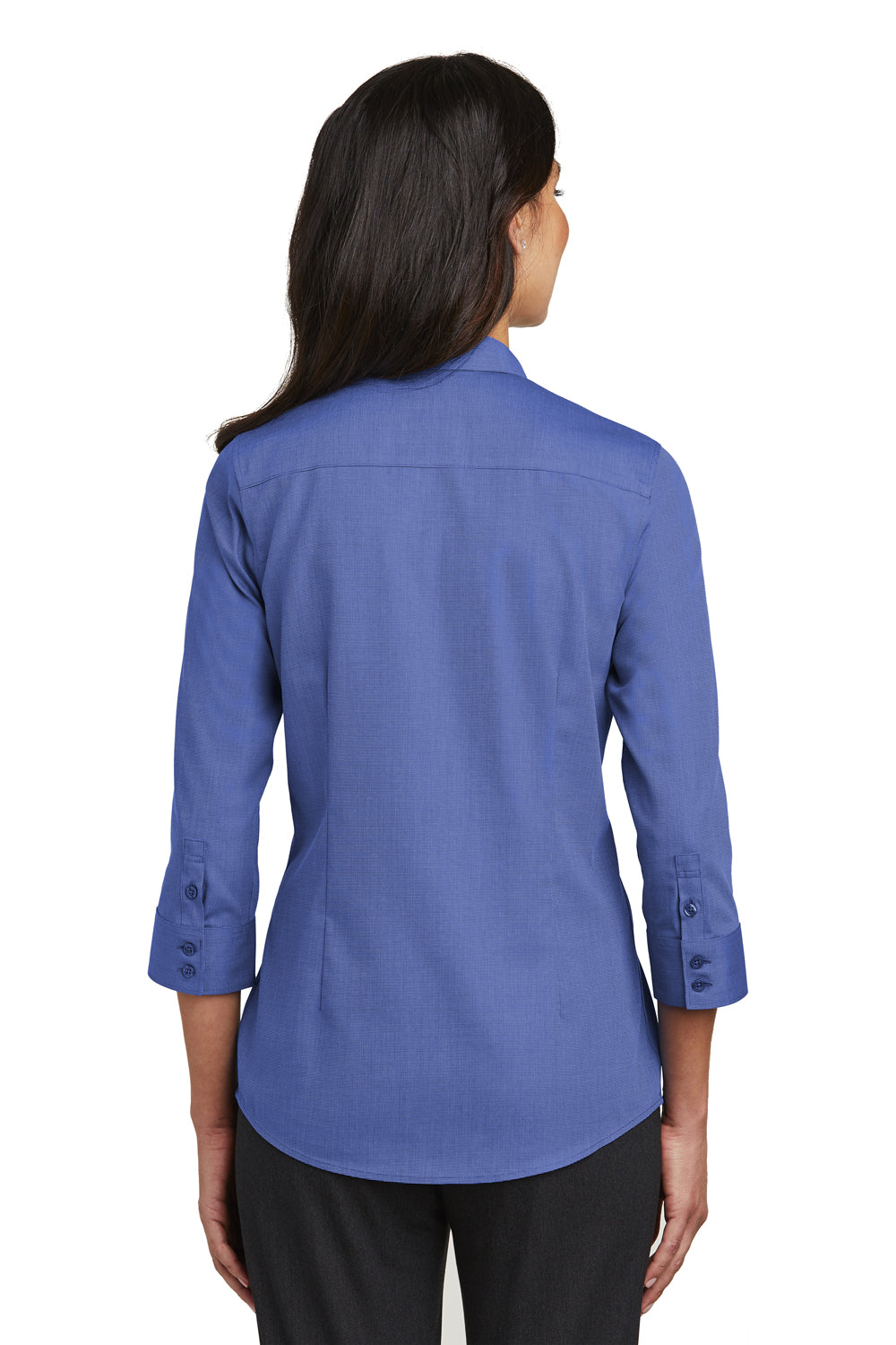 Red House RH690 Womens Nailhead Wrinkle Resistant 3/4 Sleeve Button Down Shirt Mediterranean Blue Back