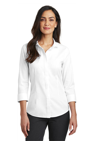 Red House RH690 Womens Nailhead Wrinkle Resistant 3/4 Sleeve Button Down Shirt White Front