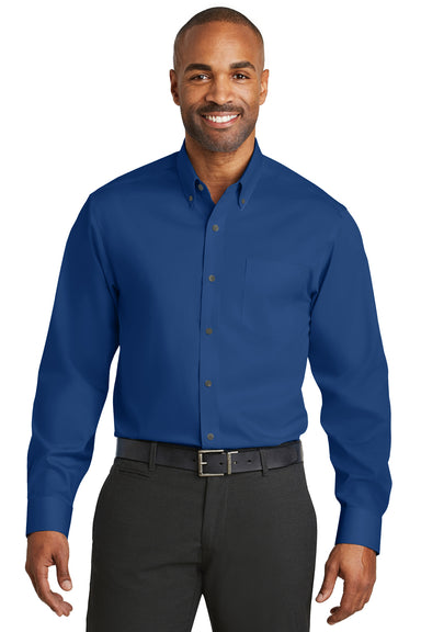 Red House RH78 Mens Wrinkle Resistant Long Sleeve Button Down Shirt w/ Pocket Blue Front