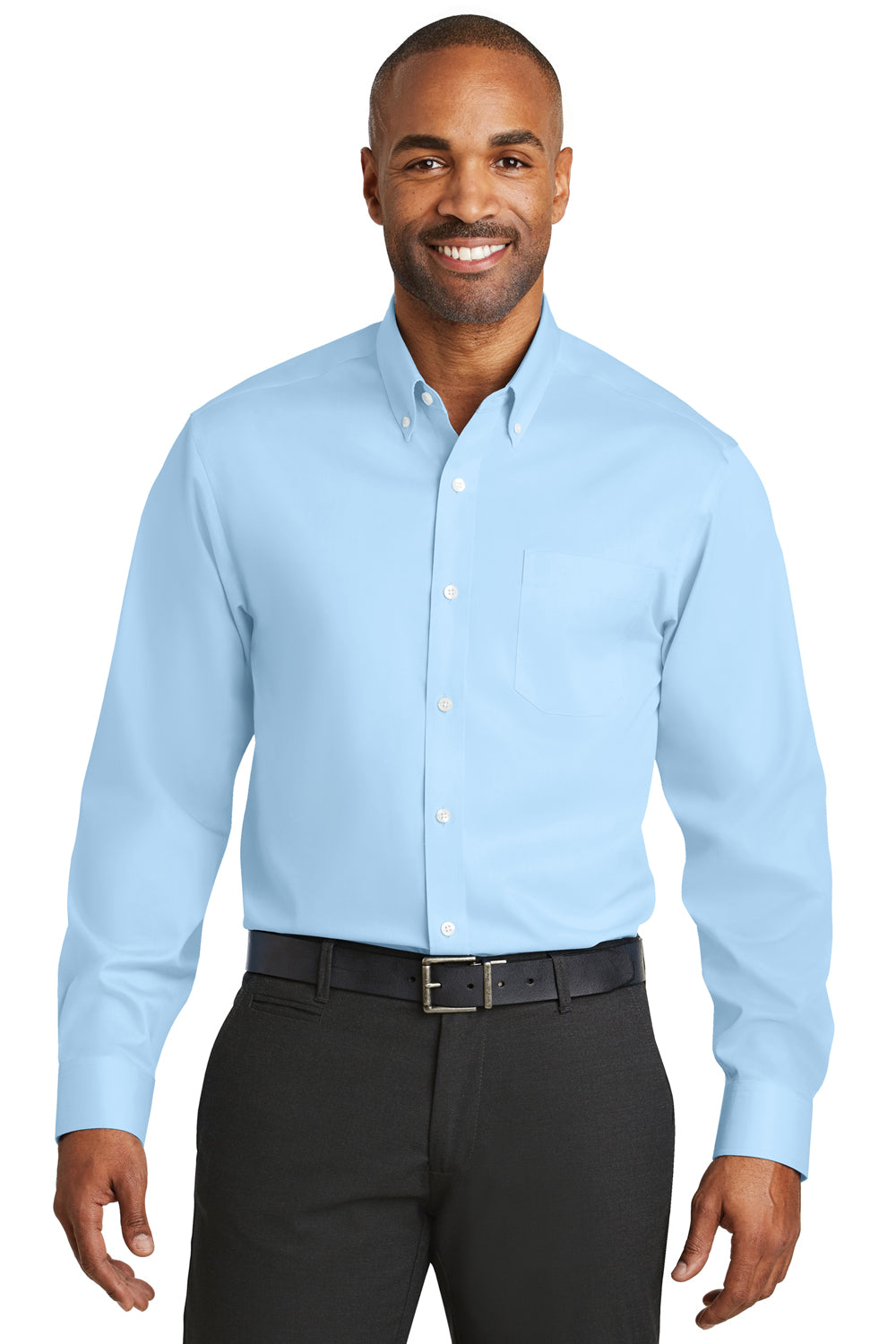 Red House RH78 Mens Wrinkle Resistant Long Sleeve Button Down Shirt w/ Pocket Heritage Blue Front