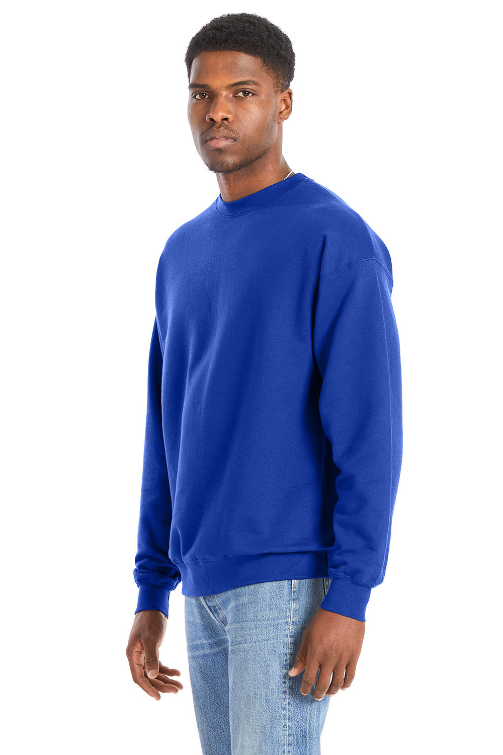 Hanes RS160 Mens Perfect Sweats Crewneck Sweatshirt Deep Royal Blue 3Q