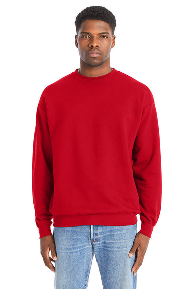 Hanes RS160 Mens Perfect Sweats Crewneck Sweatshirt Athletic Red Front