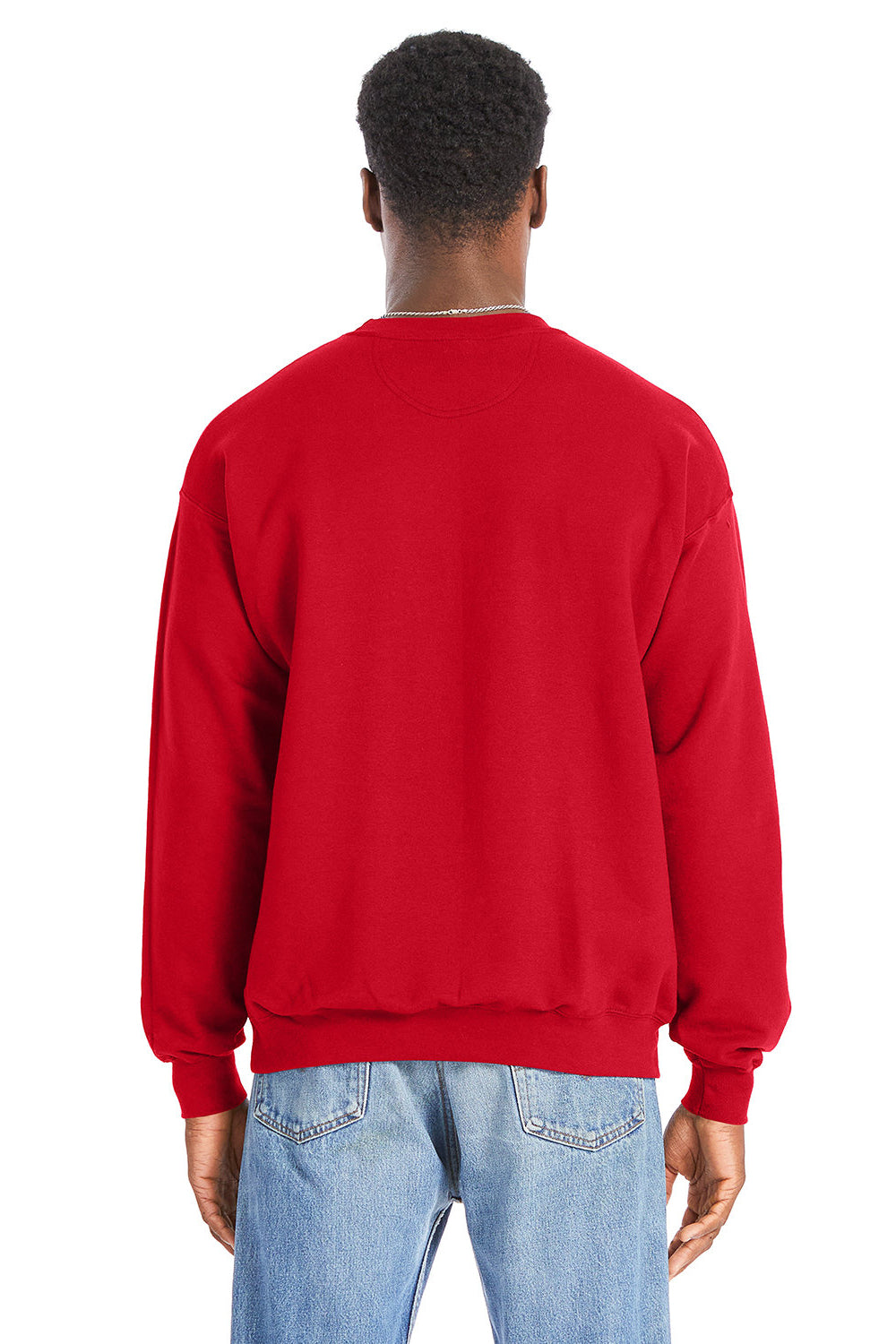 Hanes RS160 Mens Perfect Sweats Crewneck Sweatshirt Athletic Red Back