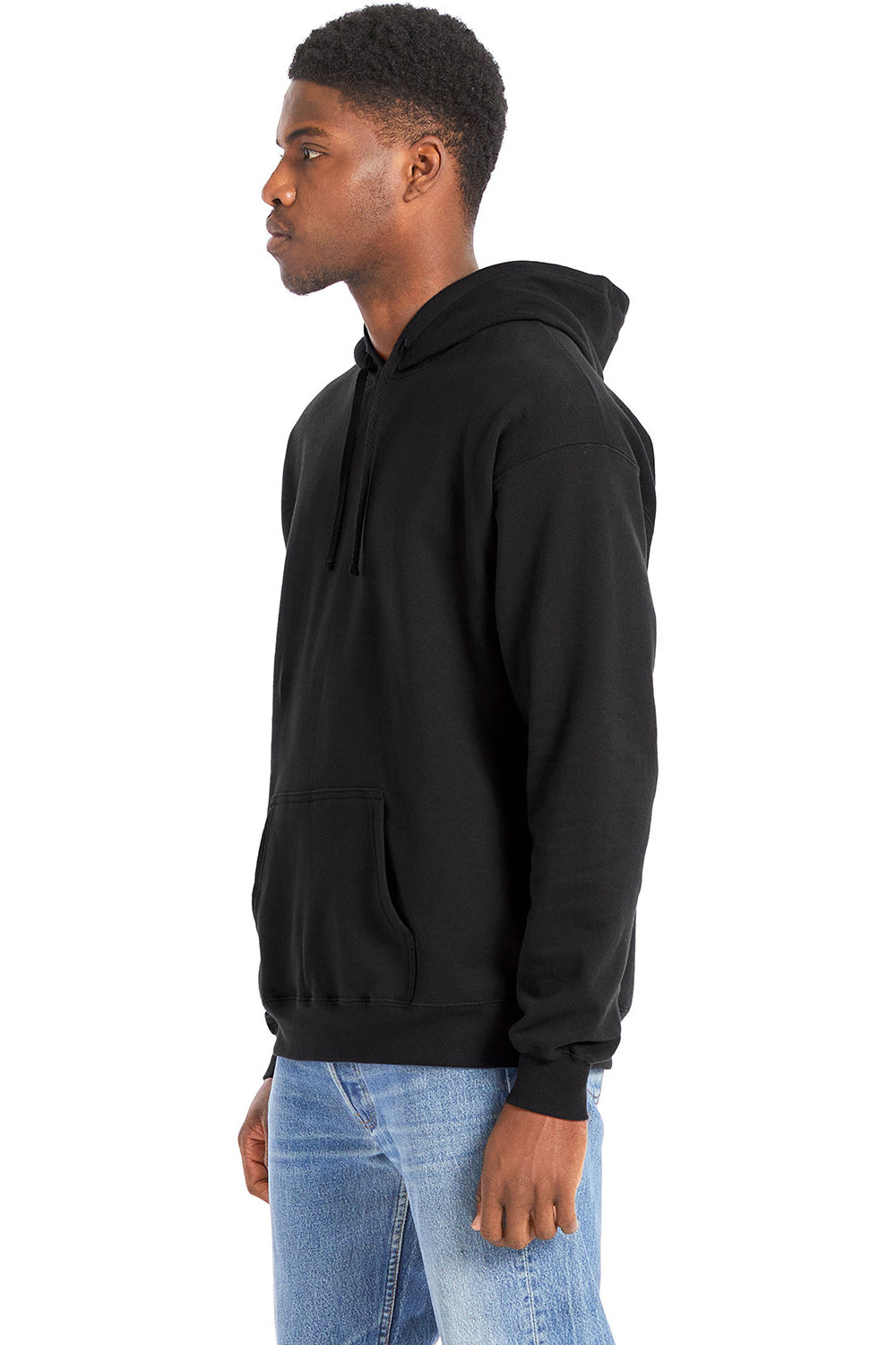 Hanes RS170 Mens Perfect Sweats Hooded Sweatshirt Hoodie Black 3Q