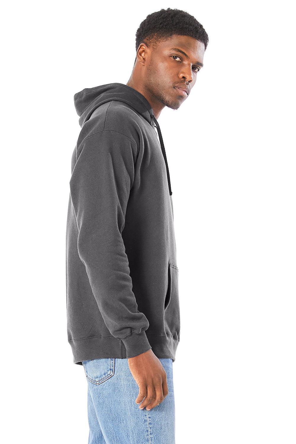 Hanes RS170 Mens Perfect Sweats Hooded Sweatshirt Hoodie Smoke Grey Side
