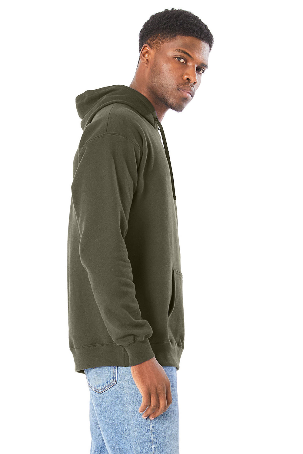 Hanes RS170 Mens Perfect Sweats Hooded Sweatshirt Hoodie Fatigue Green Side