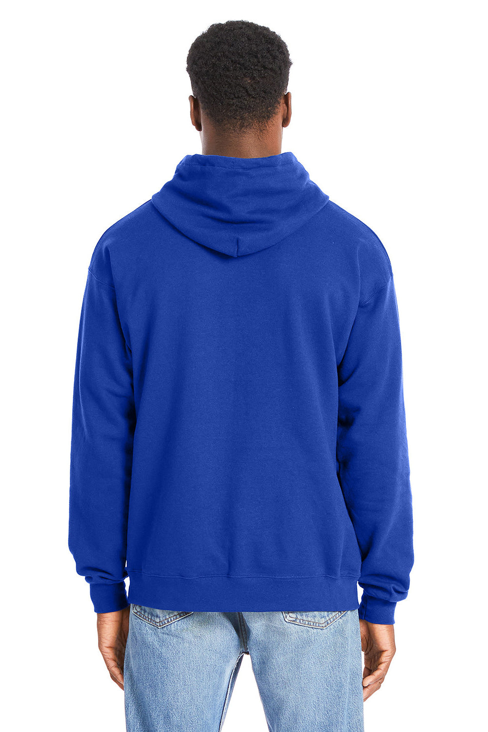 Hanes RS170 Mens Perfect Sweats Hooded Sweatshirt Hoodie Deep Royal Blue Back