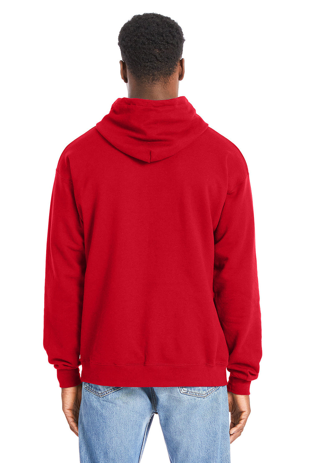 Hanes RS170 Mens Perfect Sweats Hooded Sweatshirt Hoodie Athletic Red Back