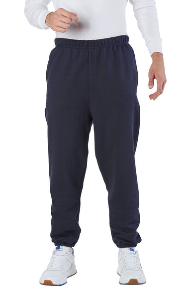 Champion RW10 Mens Reverse Weave Fleece Sweatpants w/ Pockets Navy Blue Front