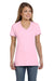 Hanes S04V Womens Nano-T Short Sleeve V-Neck T-Shirt Pale Pink Front