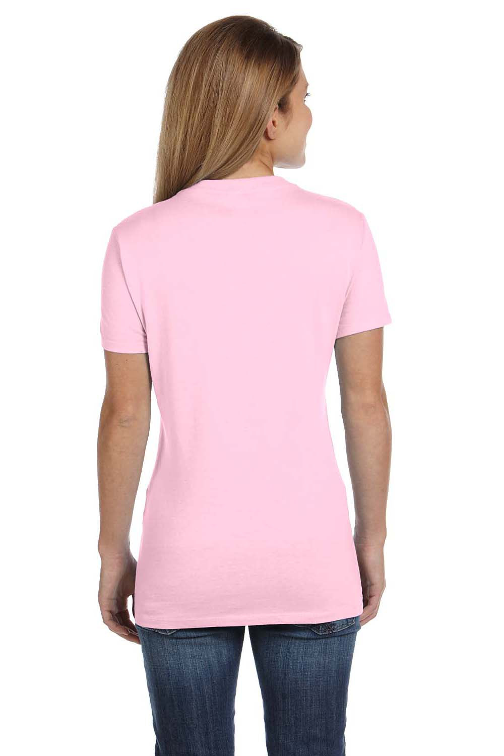 Hanes S04V Womens Nano-T Short Sleeve V-Neck T-Shirt Pale Pink Back