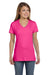 Hanes S04V Womens Nano-T Short Sleeve V-Neck T-Shirt Wow Pink Front