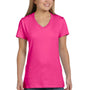 Hanes Womens Nano-T Short Sleeve V-Neck T-Shirt - Wow Pink - Closeout