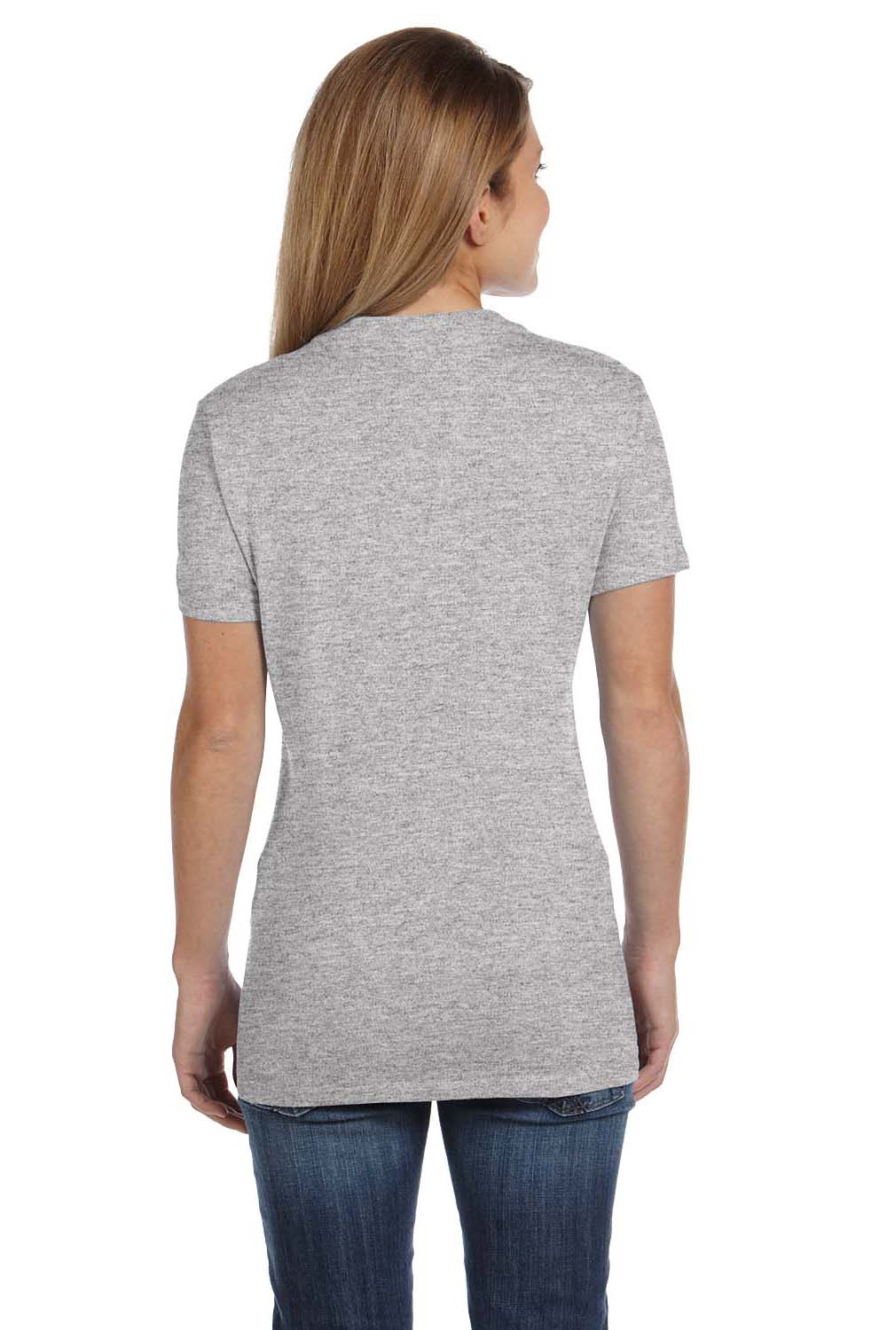 Hanes S04V Womens Nano-T Short Sleeve V-Neck T-Shirt Light Steel Grey Back