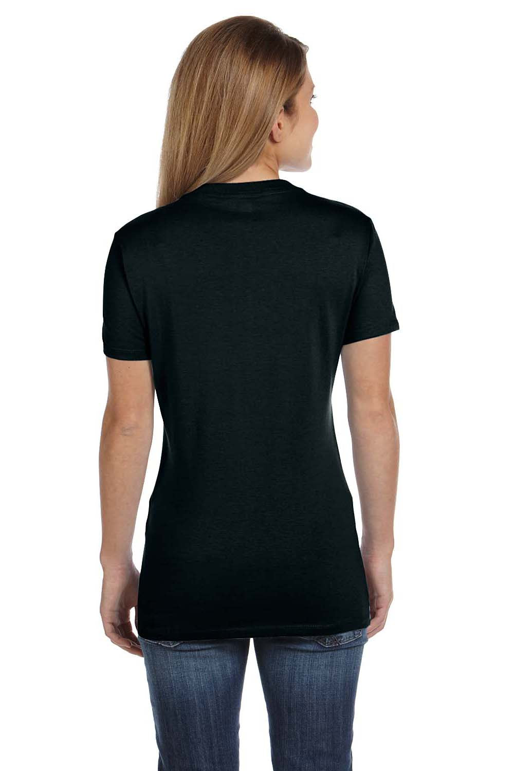 Hanes S04V Womens Nano-T Short Sleeve V-Neck T-Shirt Black Back