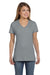 Hanes S04V Womens Nano-T Short Sleeve V-Neck T-Shirt Vintage Grey Front