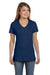 Hanes S04V Womens Nano-T Short Sleeve V-Neck T-Shirt Vintage Navy Blue Front