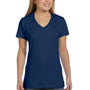 Hanes Womens Nano-T Short Sleeve V-Neck T-Shirt - Vintage Navy Blue - Closeout