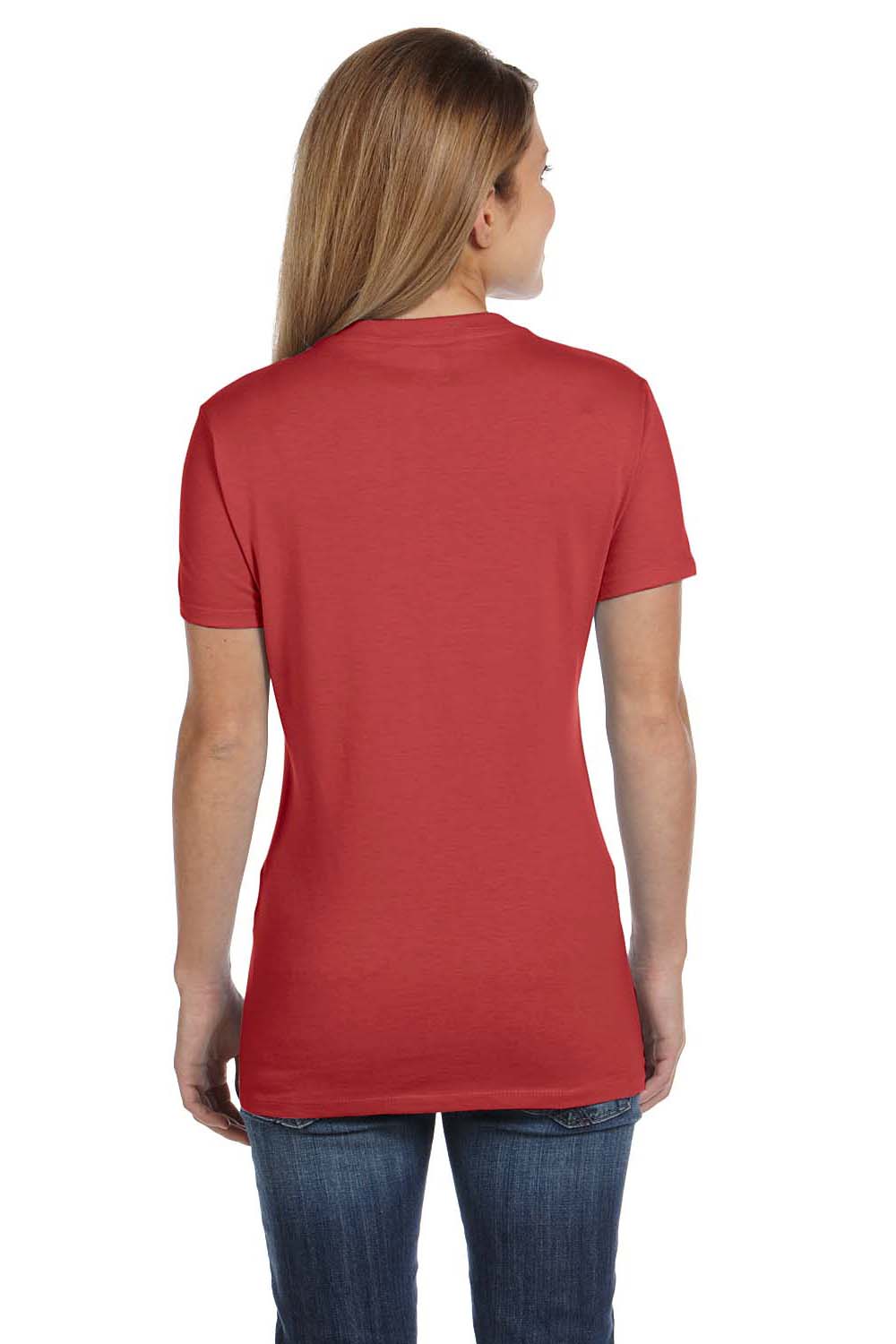 Hanes S04V Womens Nano-T Short Sleeve V-Neck T-Shirt Vintage Red Back
