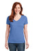 Hanes S04V Womens Nano-T Short Sleeve V-Neck T-Shirt Vintage Blue Front