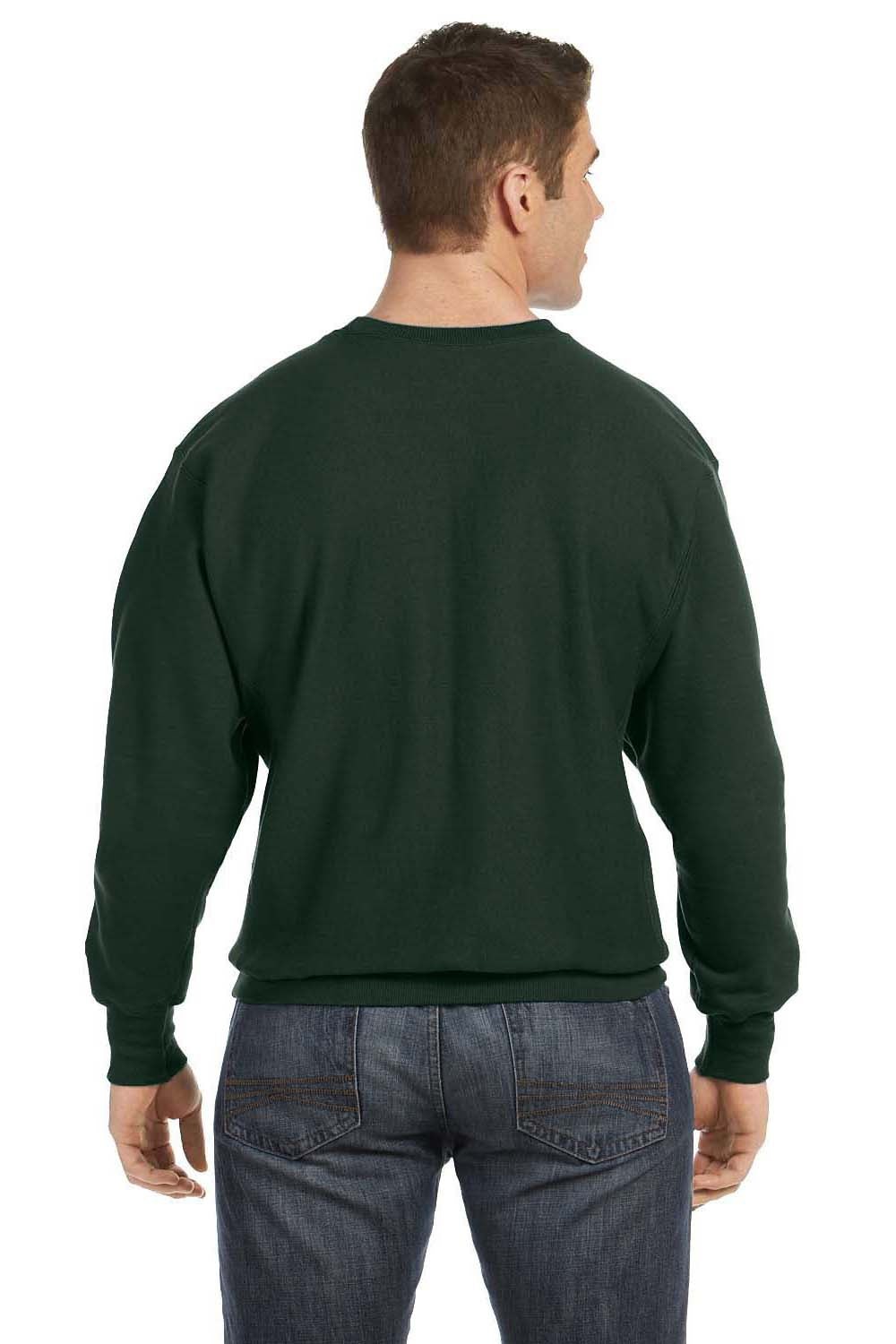 Champion S1049 Mens Crewneck Sweatshirt Dark Green Back