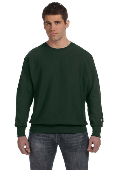 Champion S1049 Mens Crewneck Sweatshirt Dark Green Front