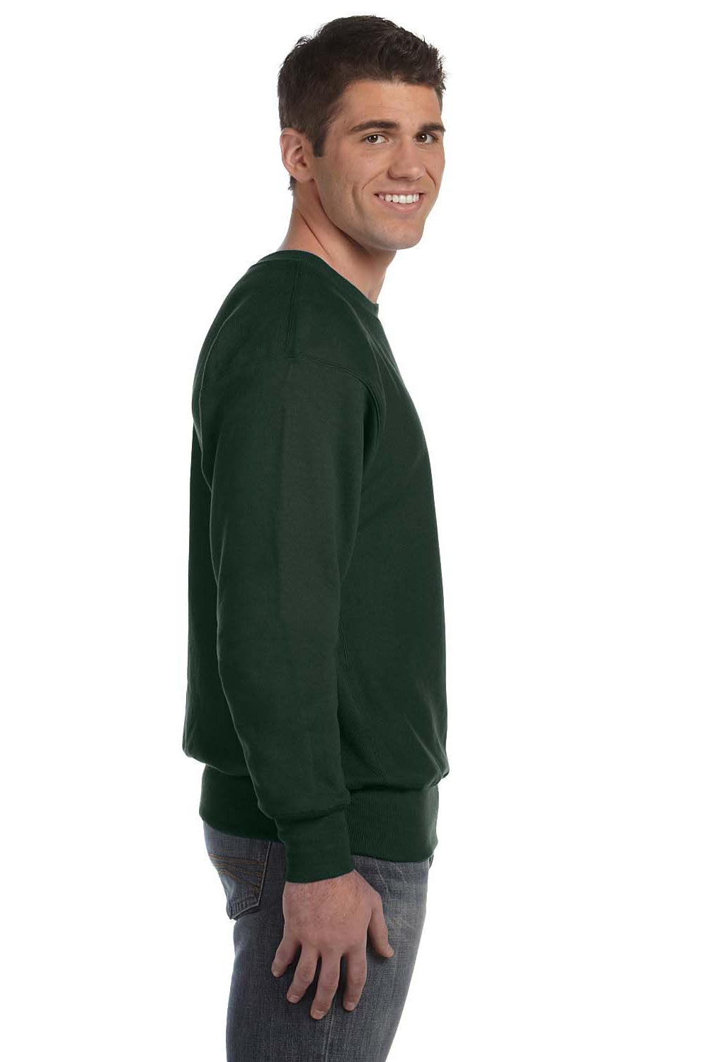 Champion S1049 Mens Crewneck Sweatshirt Dark Green Side