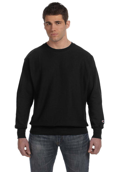 Champion S1049 Mens Crewneck Sweatshirt Black Front
