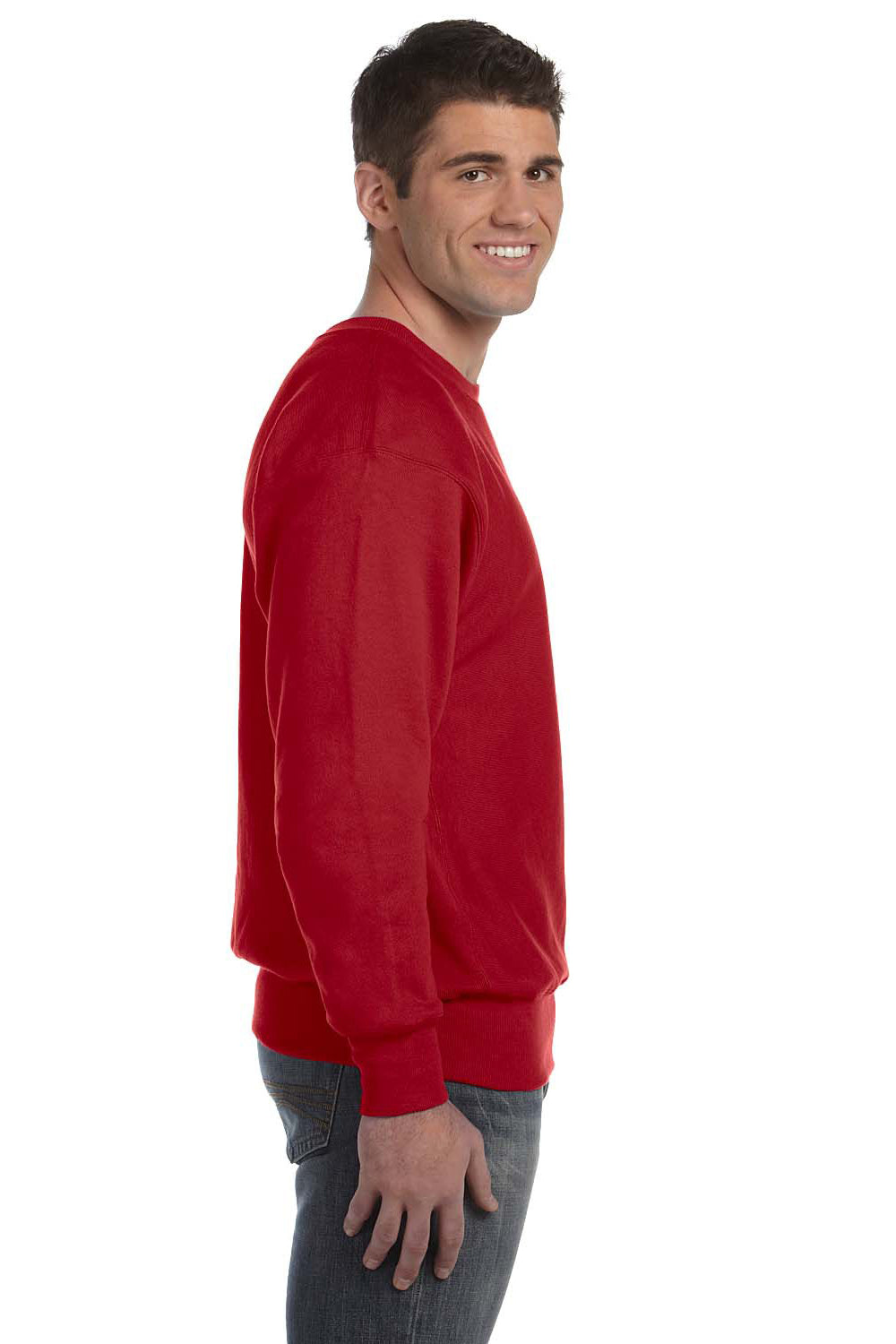 Champion S1049 Mens Crewneck Sweatshirt Red Side